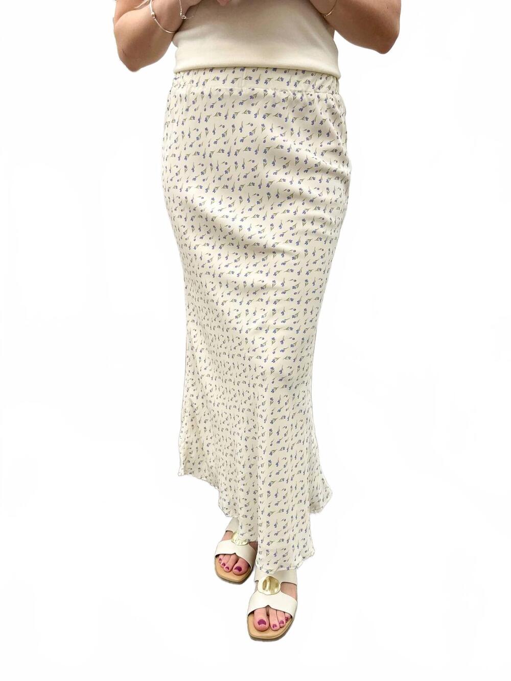 NEW WISHLIST floral satin midi skirt in blue